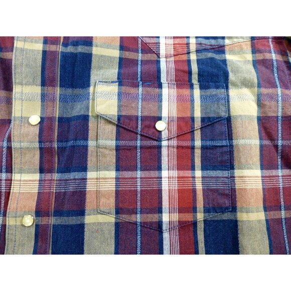 NWT Wrangler Gold Buckle Mens Western Plaid Button-Down Shirt Size 36 100% Cotto - Picture 3 of 10